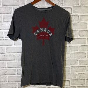 Old Navy Charcoal Tee with Red Canada Leaf, size small
